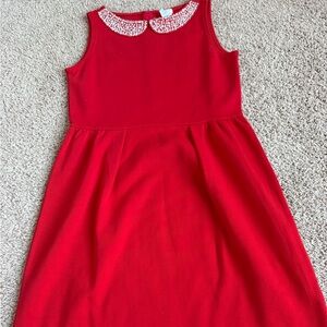 NWT J Crew Crewcuts Girls Red Shift Dress with Jewel-Embellished Neck | Size 14